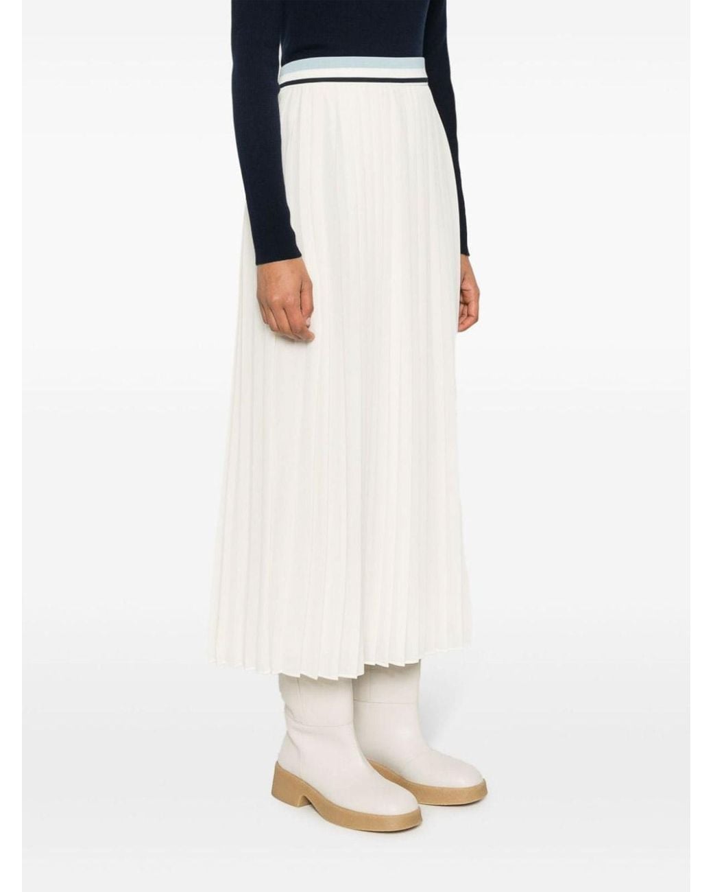 Moncler White Pleated Maxi Skirt