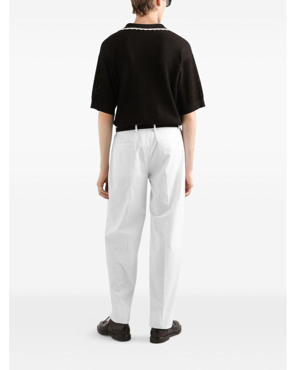 Dolce & Gabbana White Pleated Trousers for men