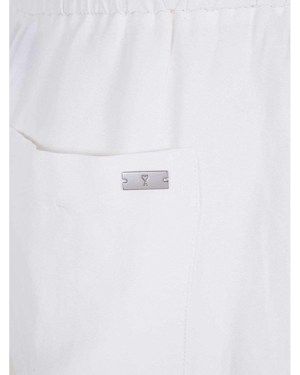 AMI White Elasticated Waist Trousers