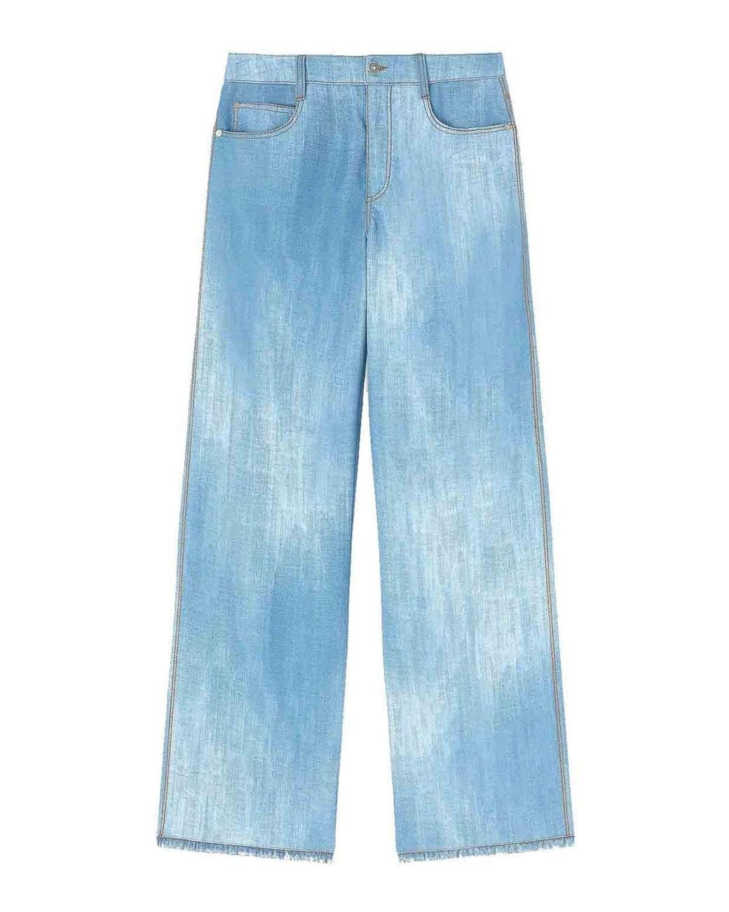 Ermanno Scervino Blue Jeans Print Trousers