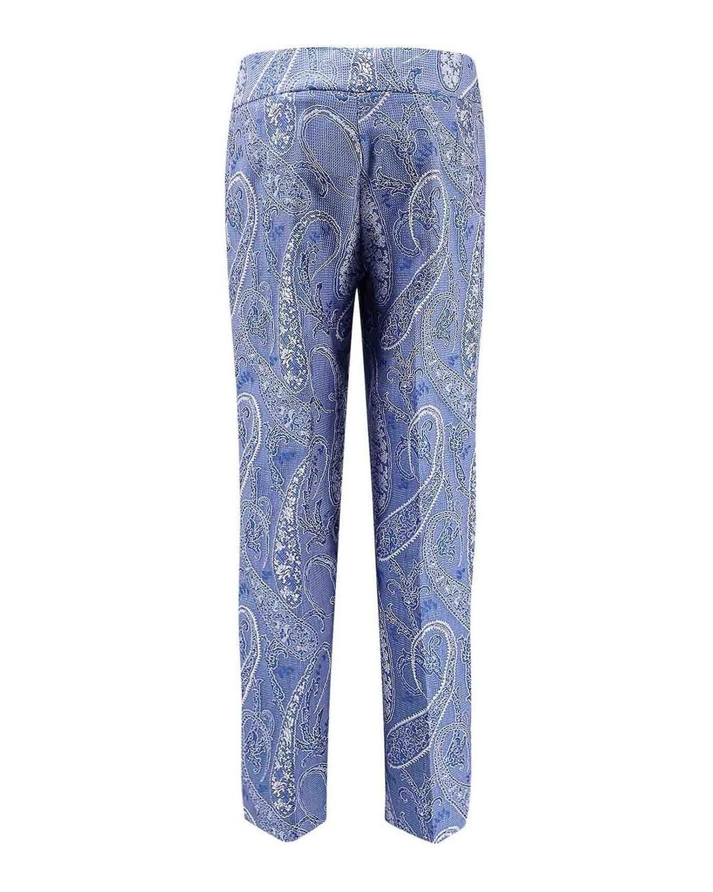 Etro Blue Paisley Jacquard Pants