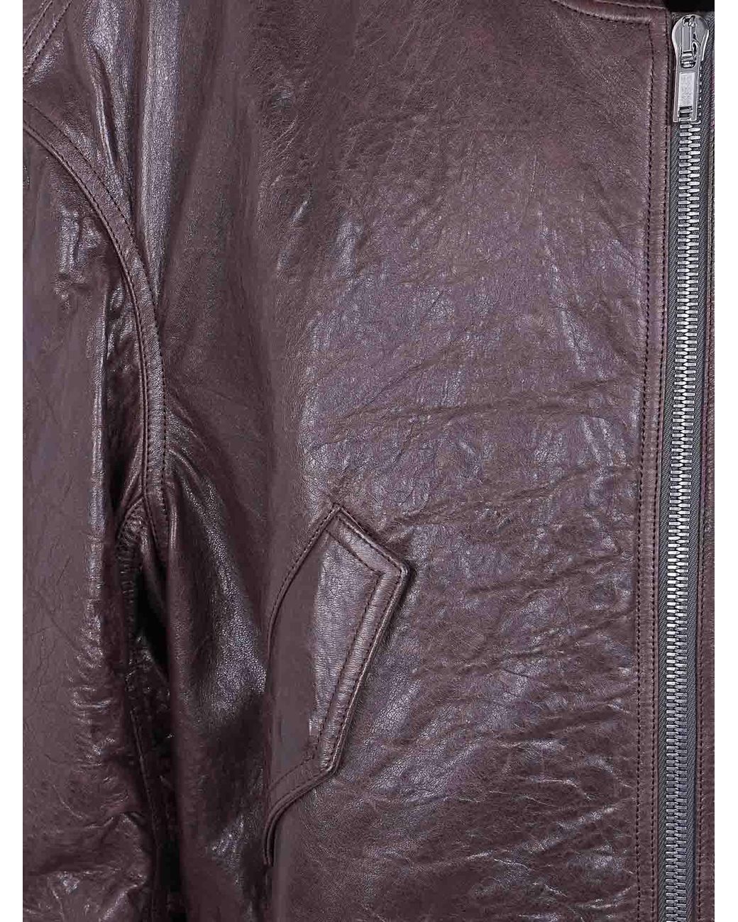 Rick Owens Purple Secchia Flight Padded Leather Jacket for men