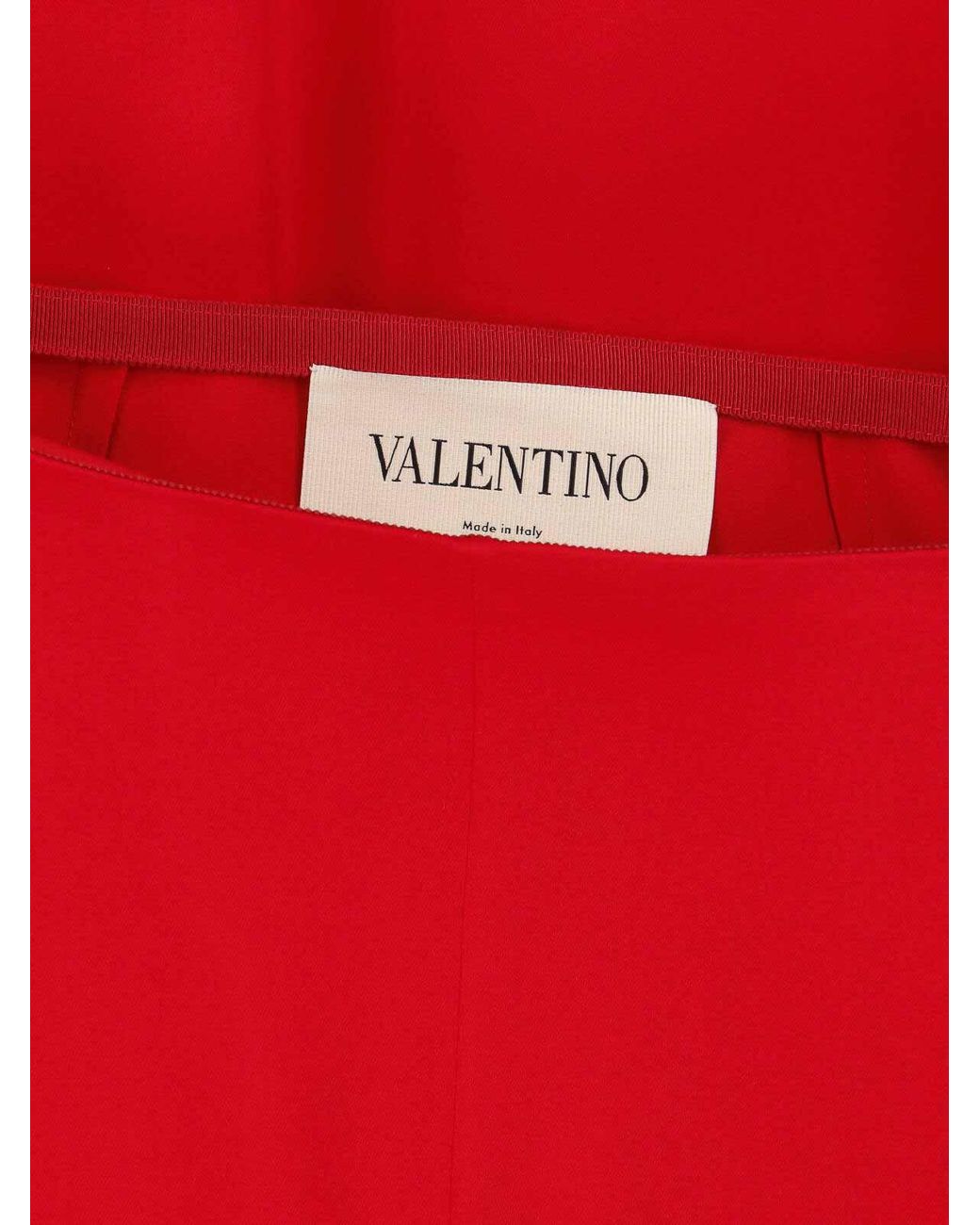 Valentino Garavani Red Silk Midi Skirt