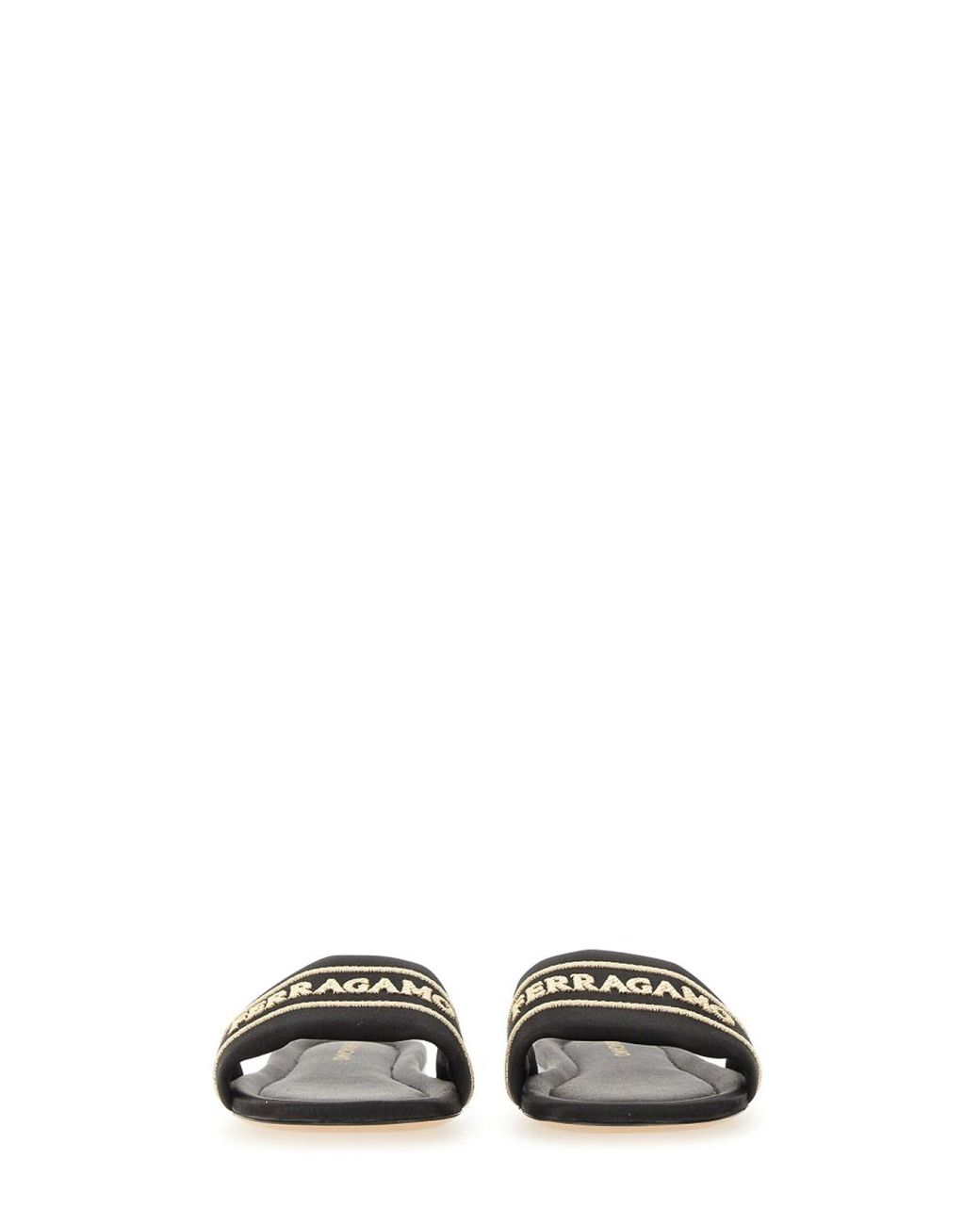 Ferragamo White Slide Sandal With Logo
