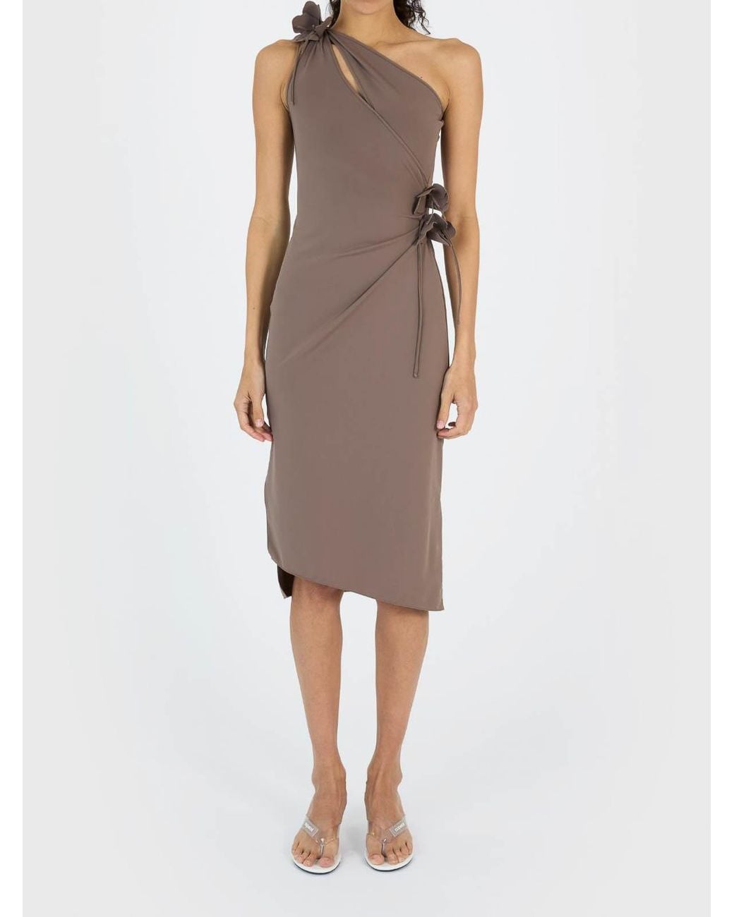 Coperni White Short Asymmetrical Flower Dress