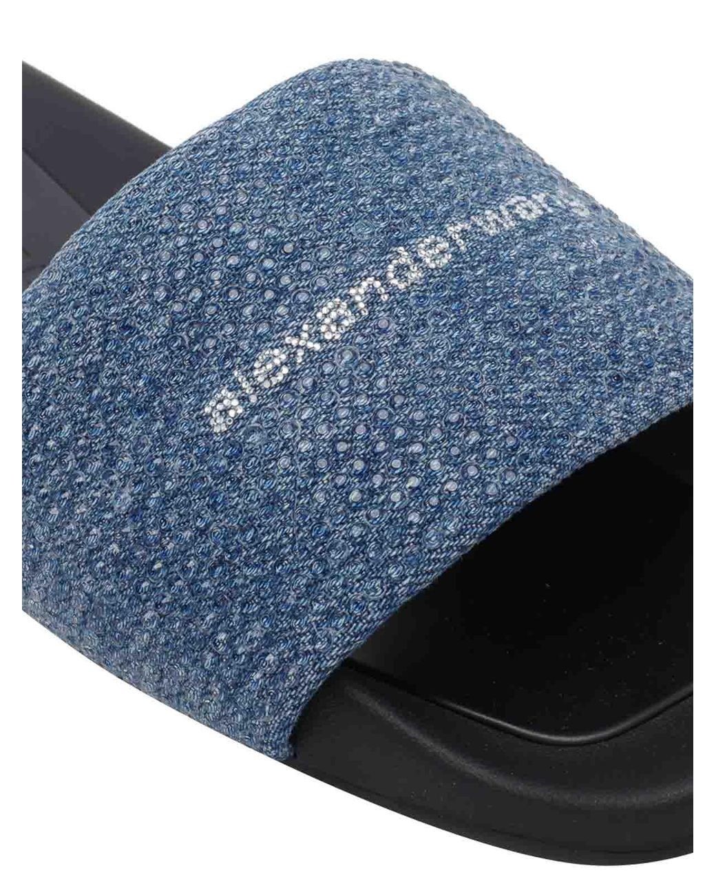Alexander Wang Blue Aw Logo And Strass Pool Sandals