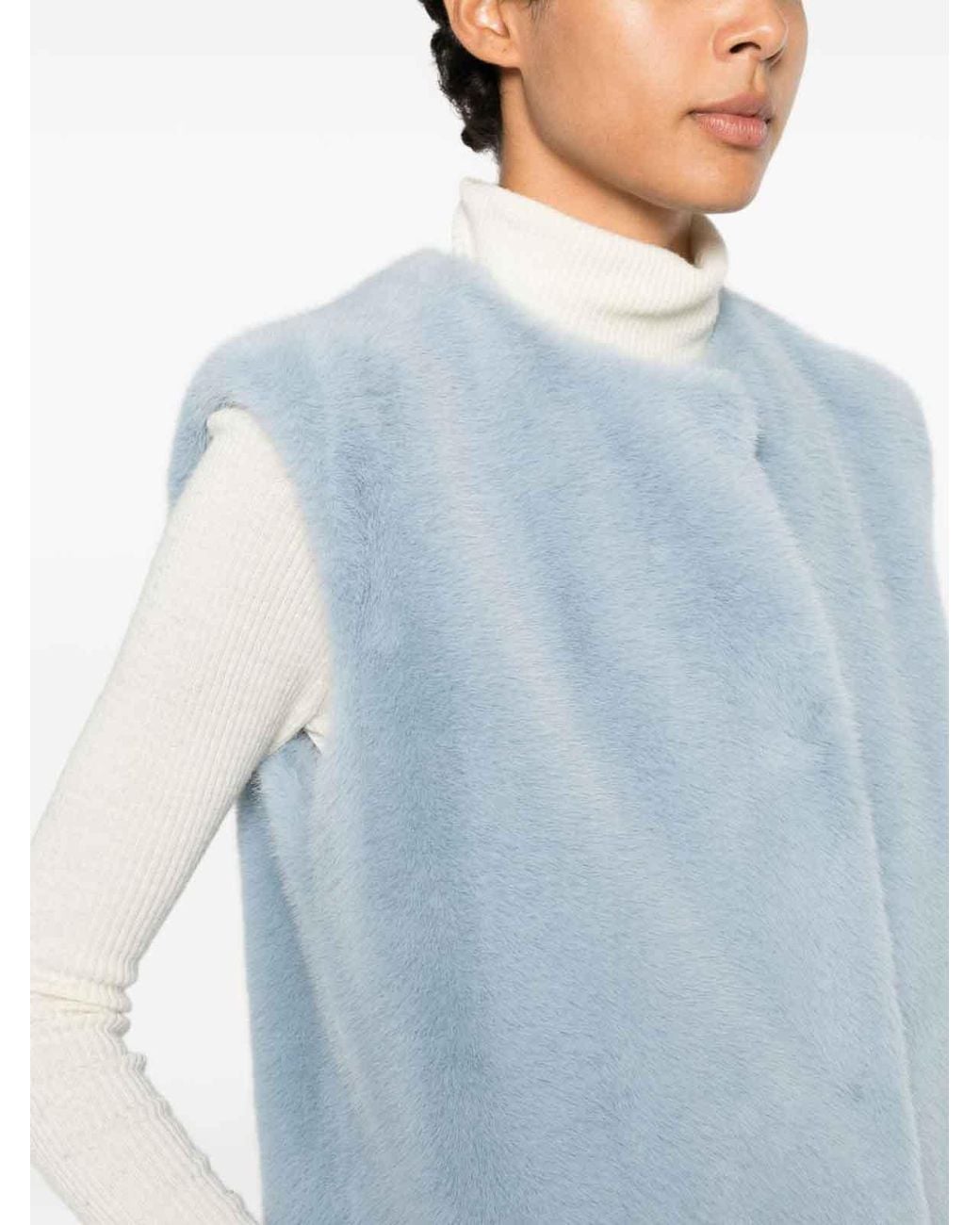 Herno Blue Faux Fur Vest