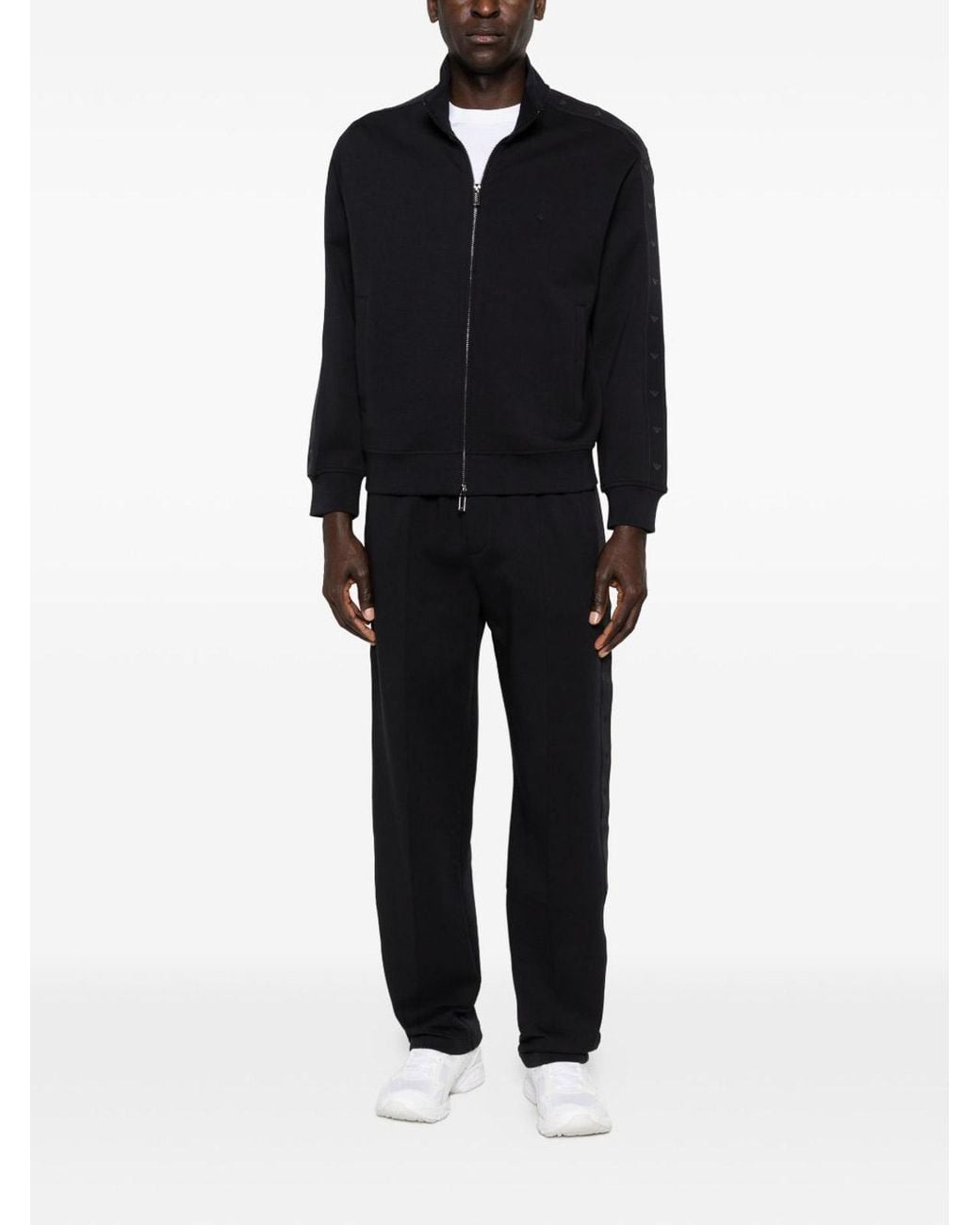 Emporio Armani Black Cotton Zipped Sweatshirt for men
