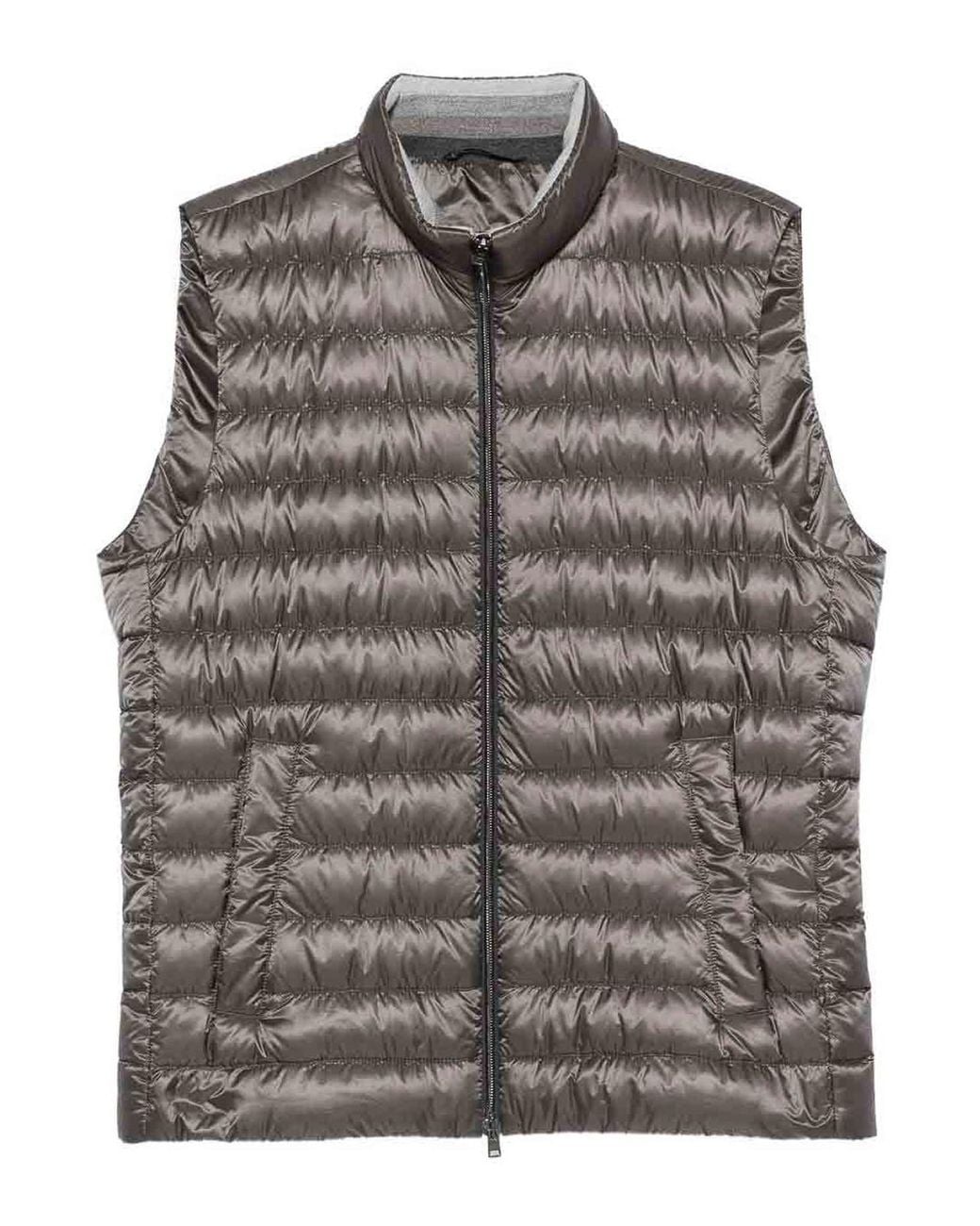Herno Gray Nylon Down Vest for men