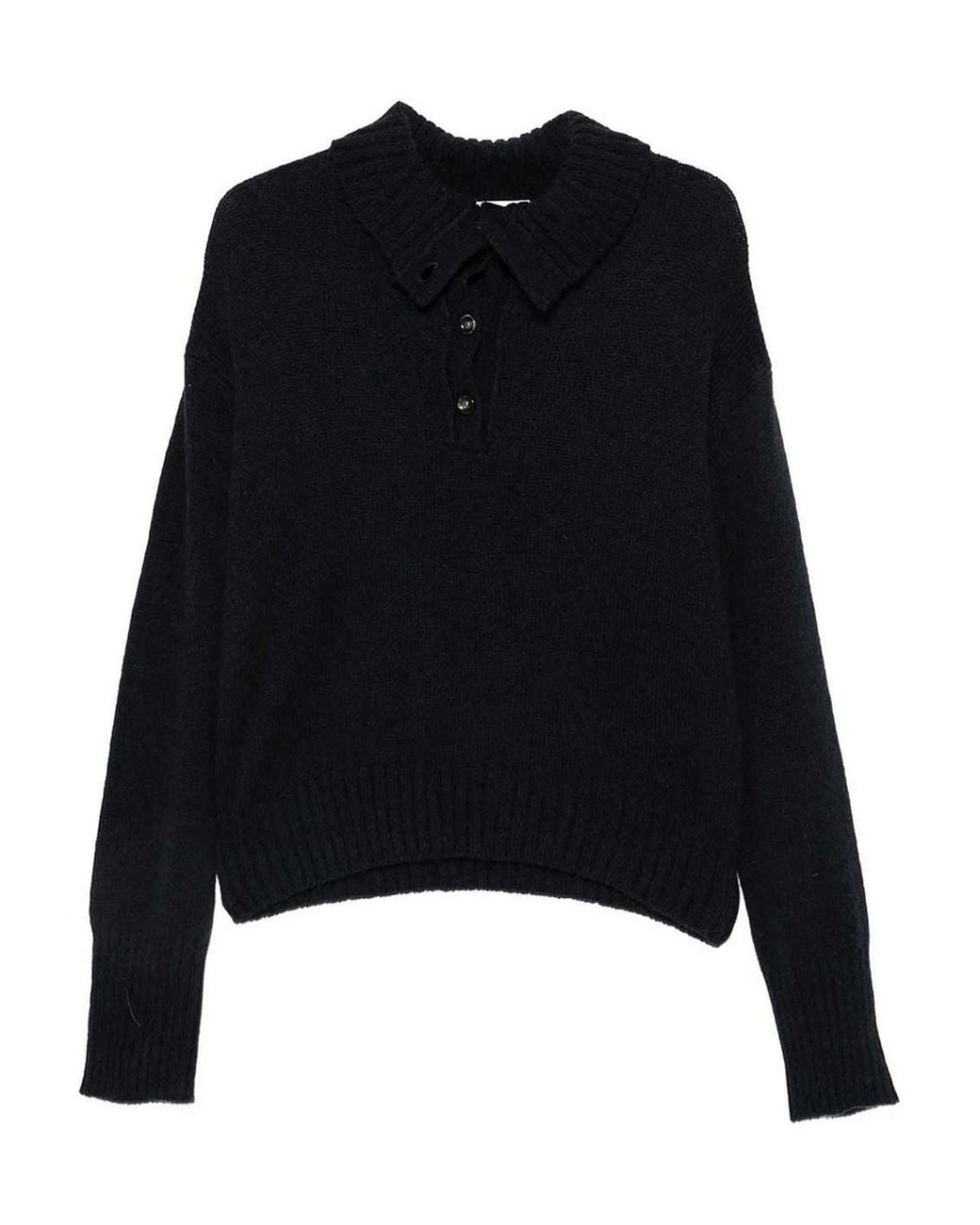 Roberto Collina Black Buttoned Collar Sweater
