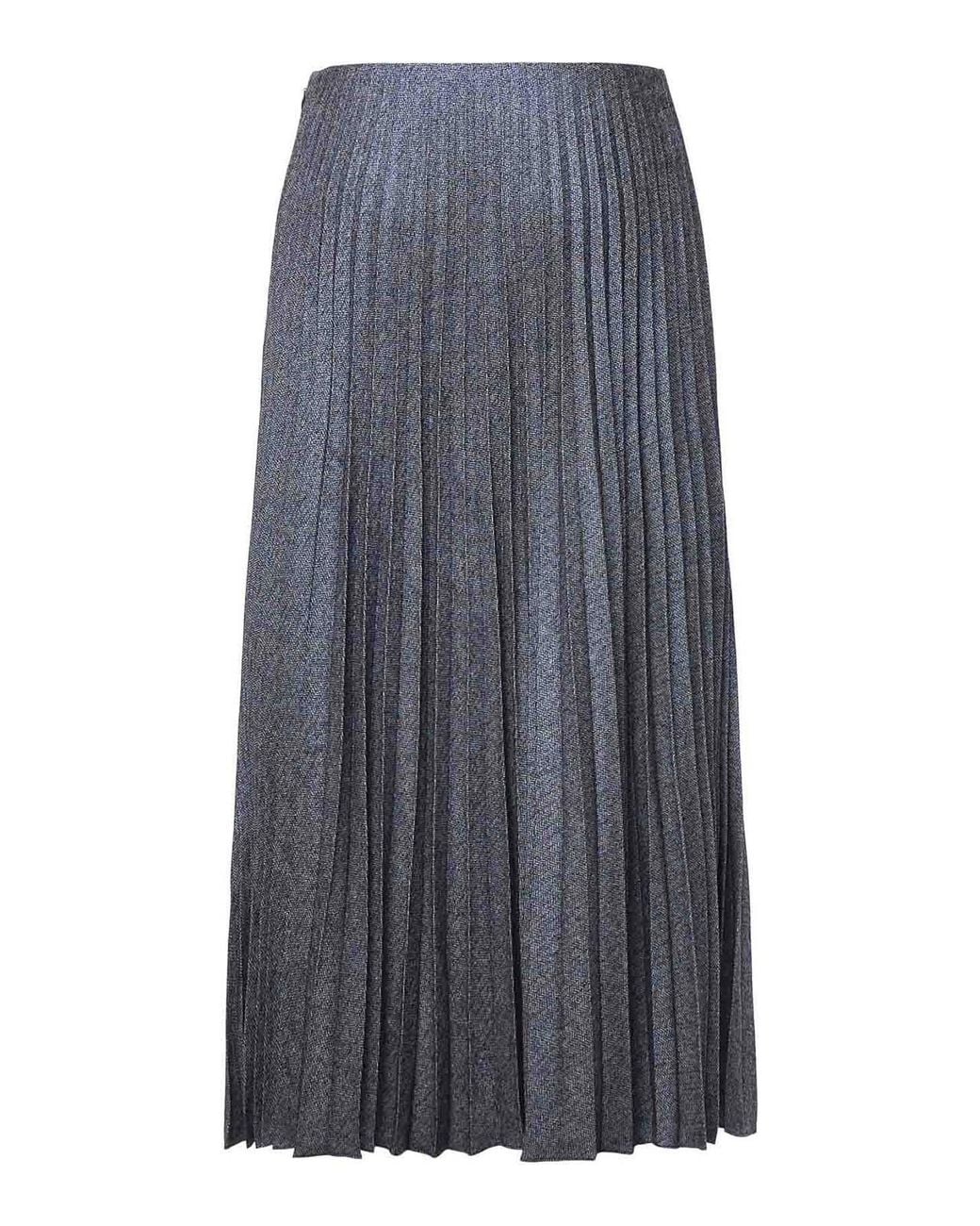 Genny Blue Pleated Midi Skirt