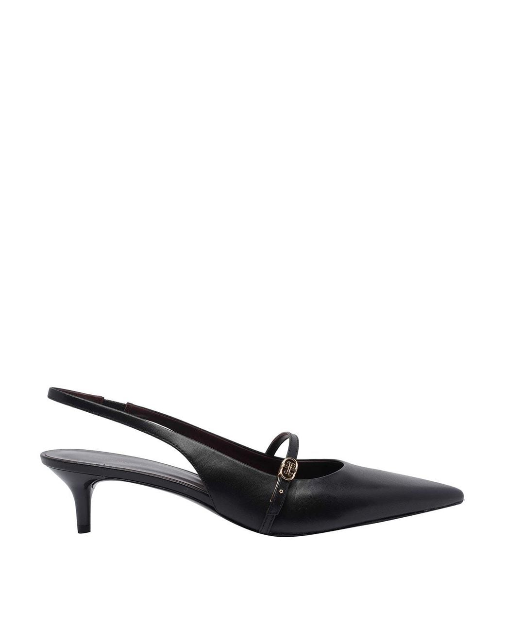 Tory Burch Black Double T Buckle Slingback