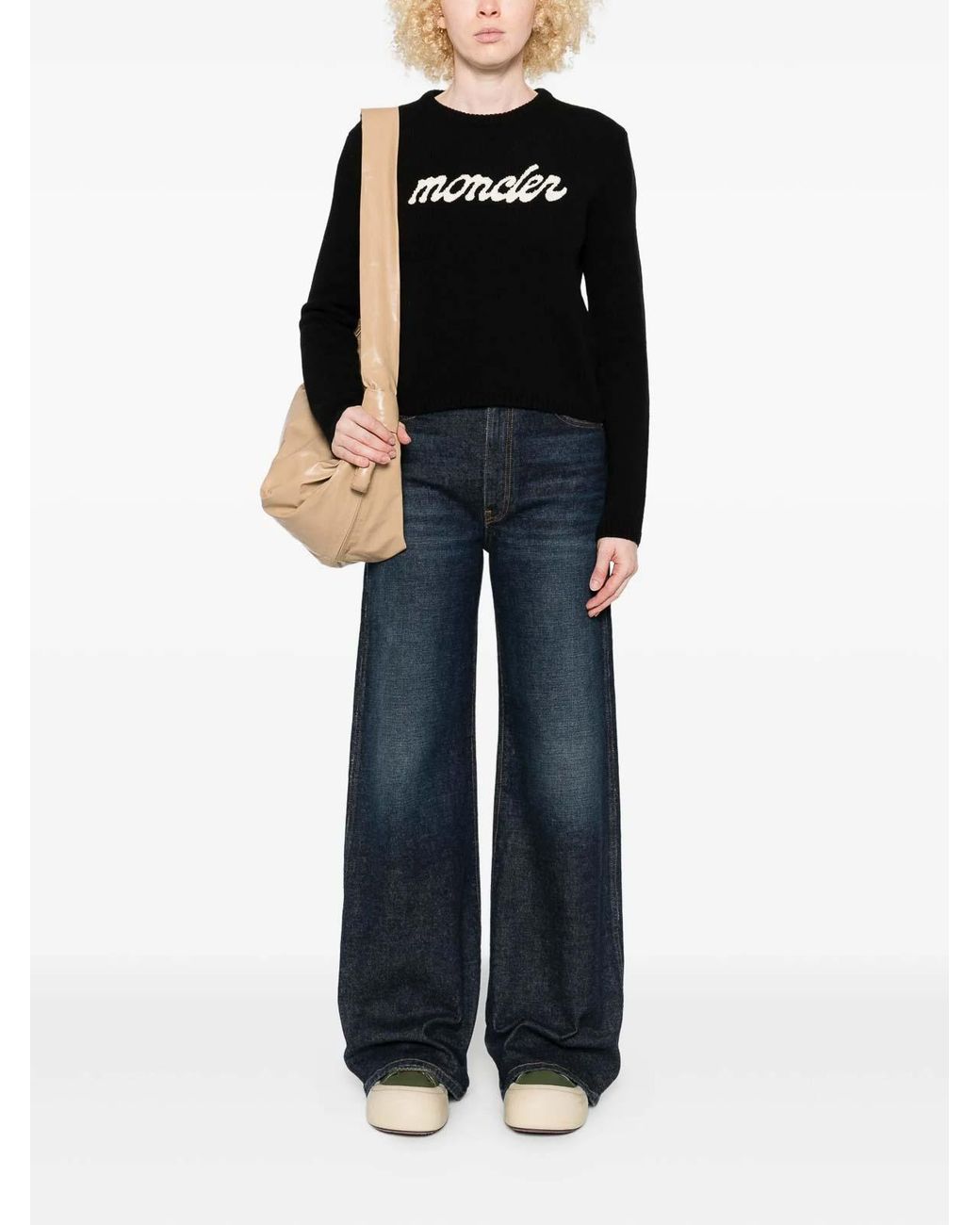 Moncler Black Wool Crew Neck Jumper for men
