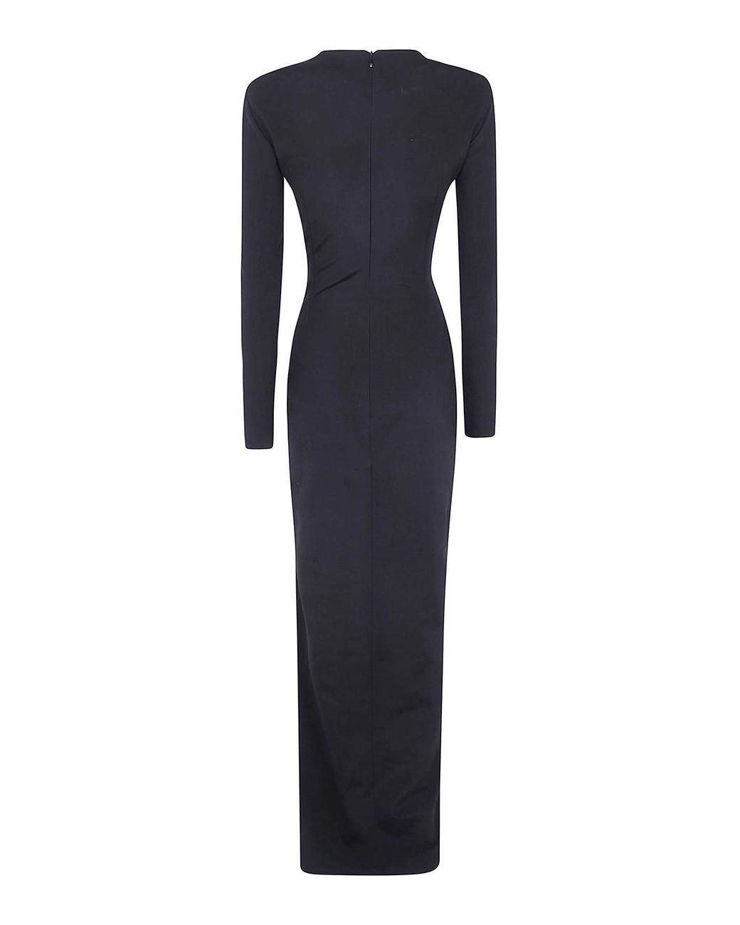 Balmain Blue Long Sleeves Zipped Compact Jersey Long Dress
