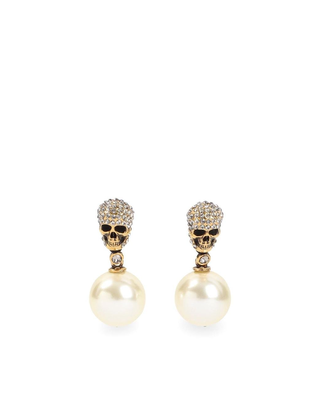 McQueen Metallic Pave Skull Earrings