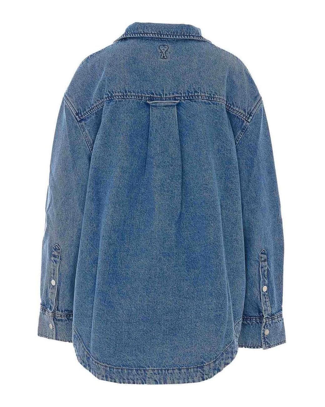AMI Blue Denim Overshirt for men