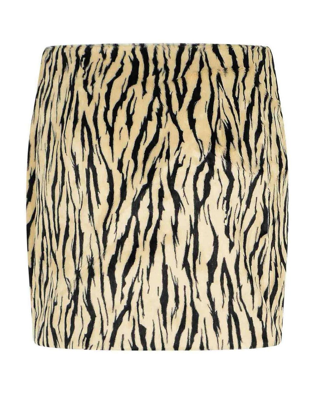 ROTATE BIRGER CHRISTENSEN Black Printed Faux Fur Skirt