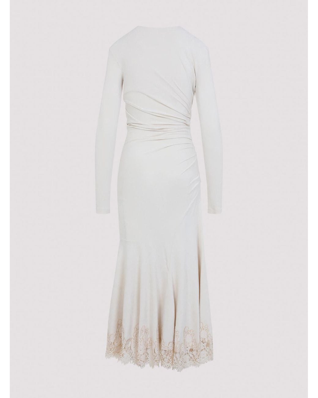 Alberta Ferretti White Velvet Midi Dress