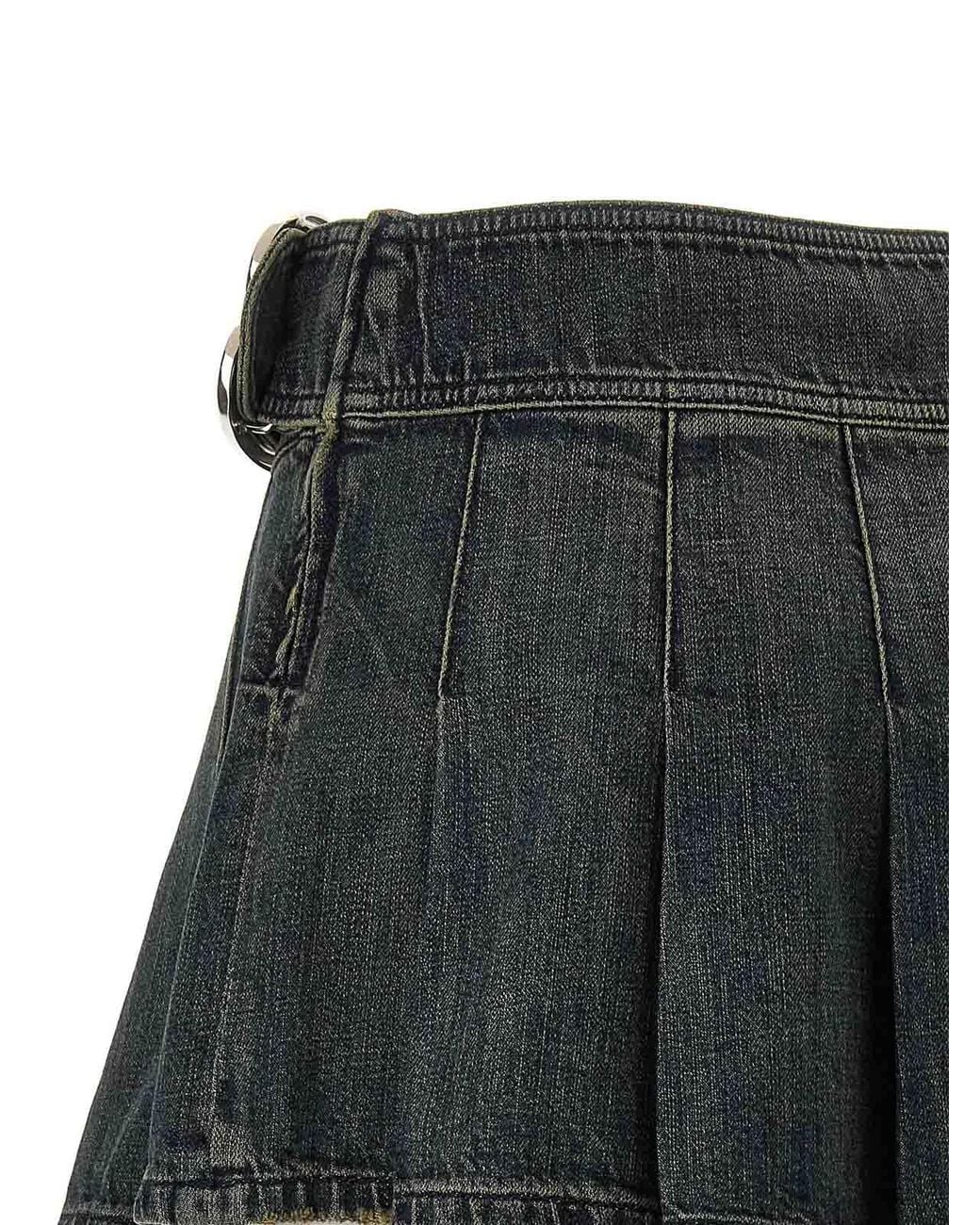 Balenciaga Gray Buckle Pleated Skirt