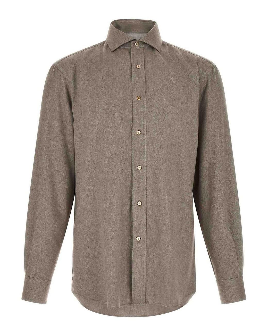Brunello Cucinelli Brown Herringbone Shirt for men