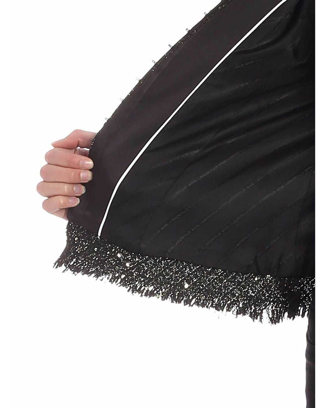 Karl Lagerfeld Black Sparkle Bouclé Jacket