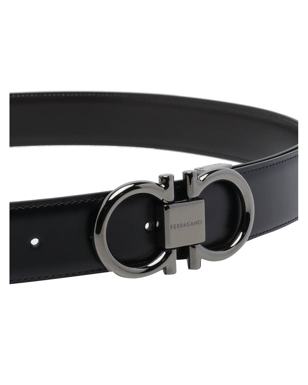 Ferragamo Black Double Adjustable Gancini Belt for men