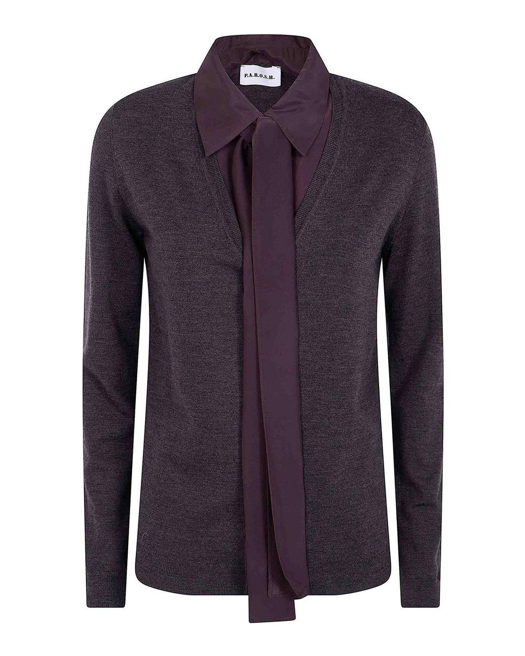 P.A.R.O.S.H. Blue Wool Cardigan With Silk Parts