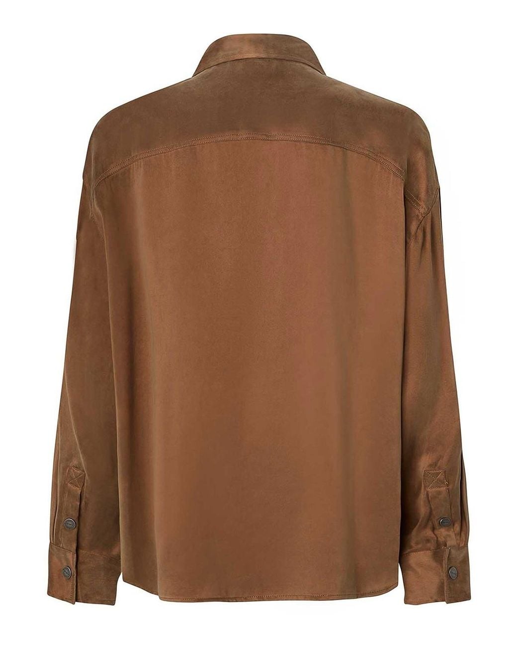 Pinko Brown Cupro And Viscose Twill Shirt