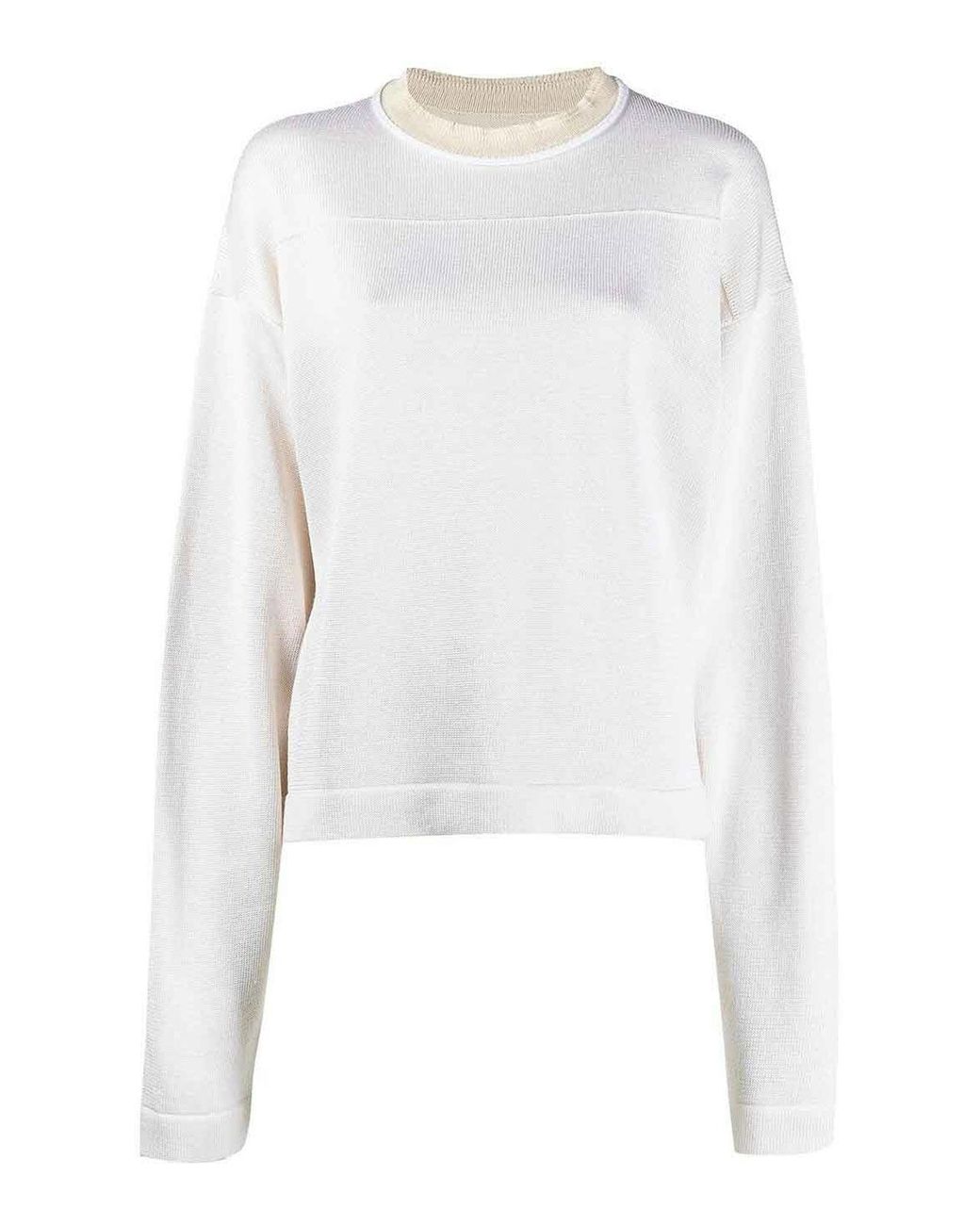 Jil Sander White Two-Tone Sweater