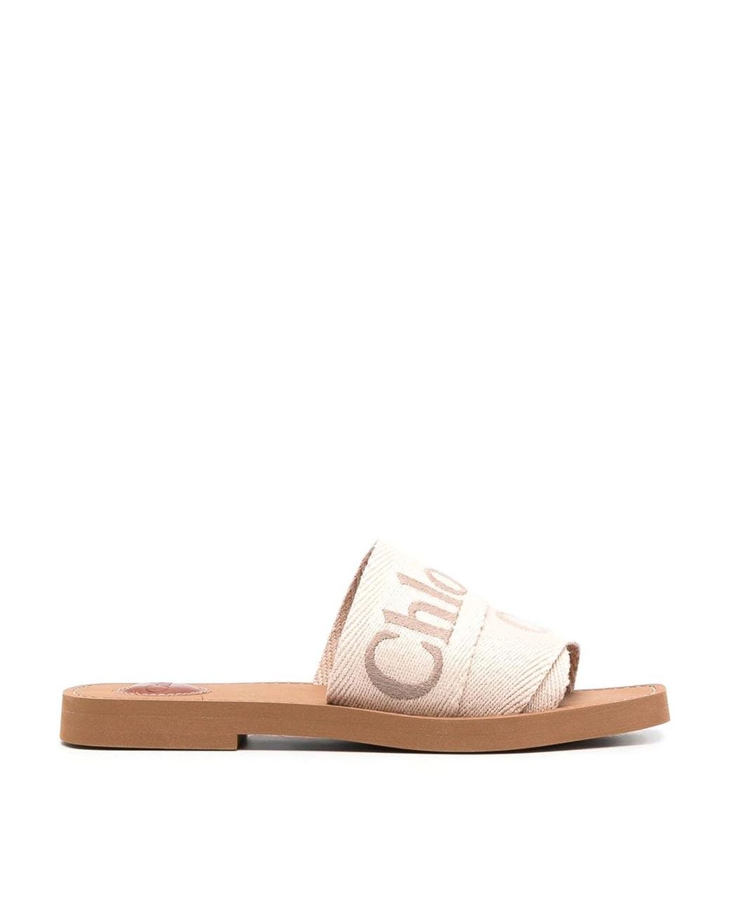 Chloé White Woody Flat Sandals