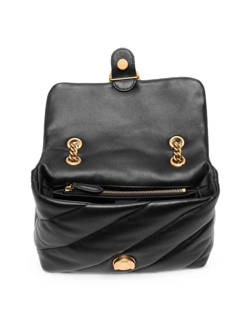 Pinko Black Love Puff Mini Quilted Bag