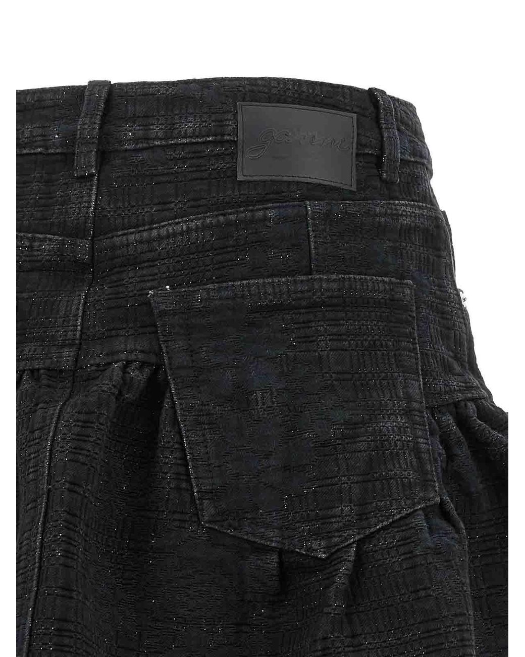 Ganni Black Lurex Denim Skirt