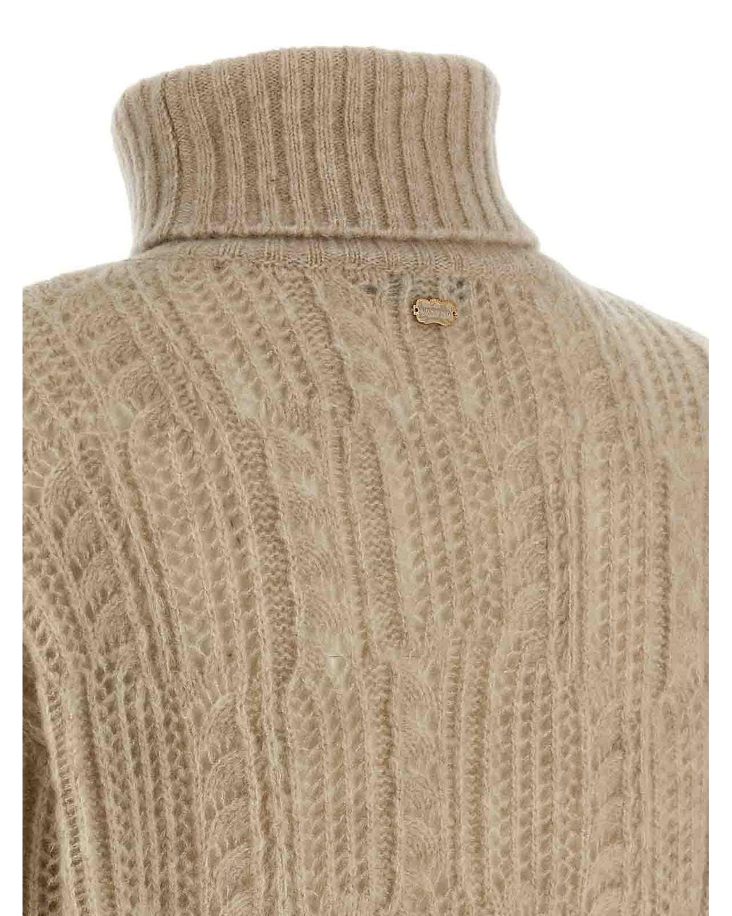 Agnona Natural Openwork Turtleneck Sweater