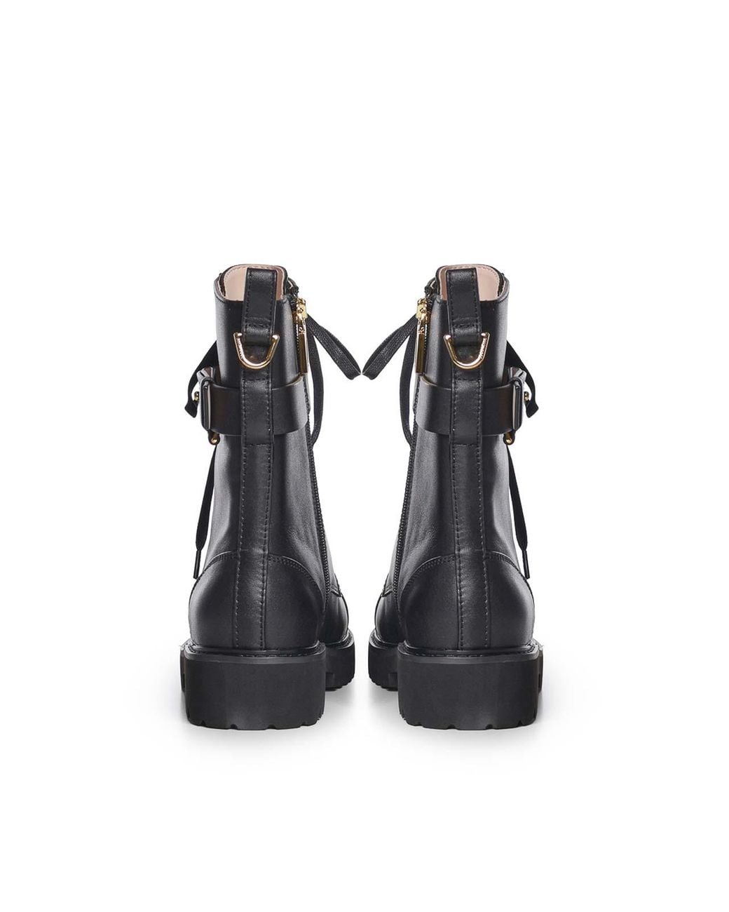Coccinelle Black Leather Combat Boots