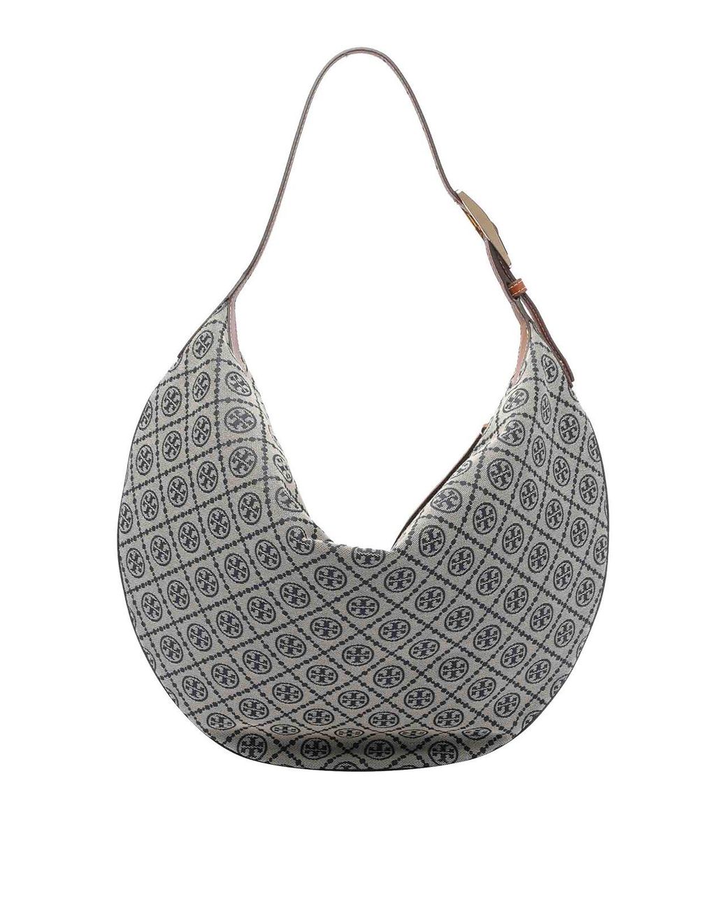 Tory Burch Gray T Monogram Balloon Bag