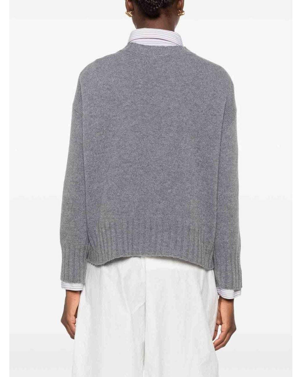 Base London Gray Wool V-Necked Cardigan