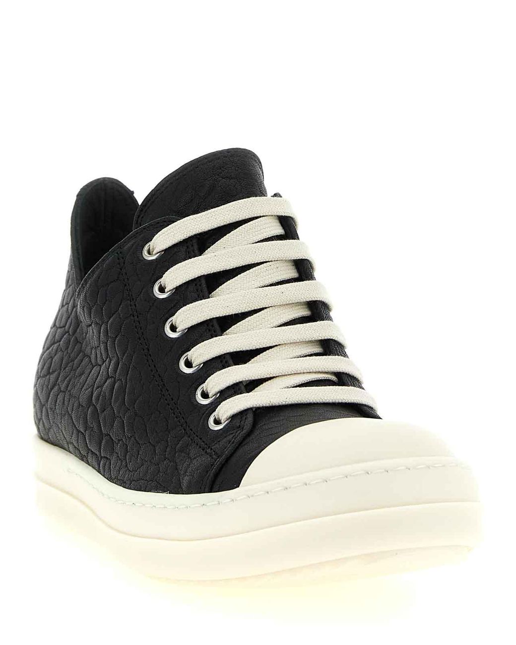 Rick Owens Black Lamb Leather Low Top Sneakers