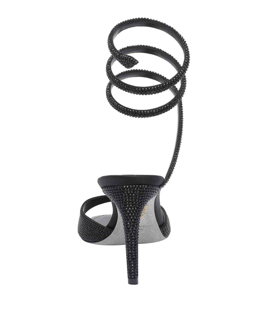 Rene Caovilla Black Calfskin Heeled Sandals