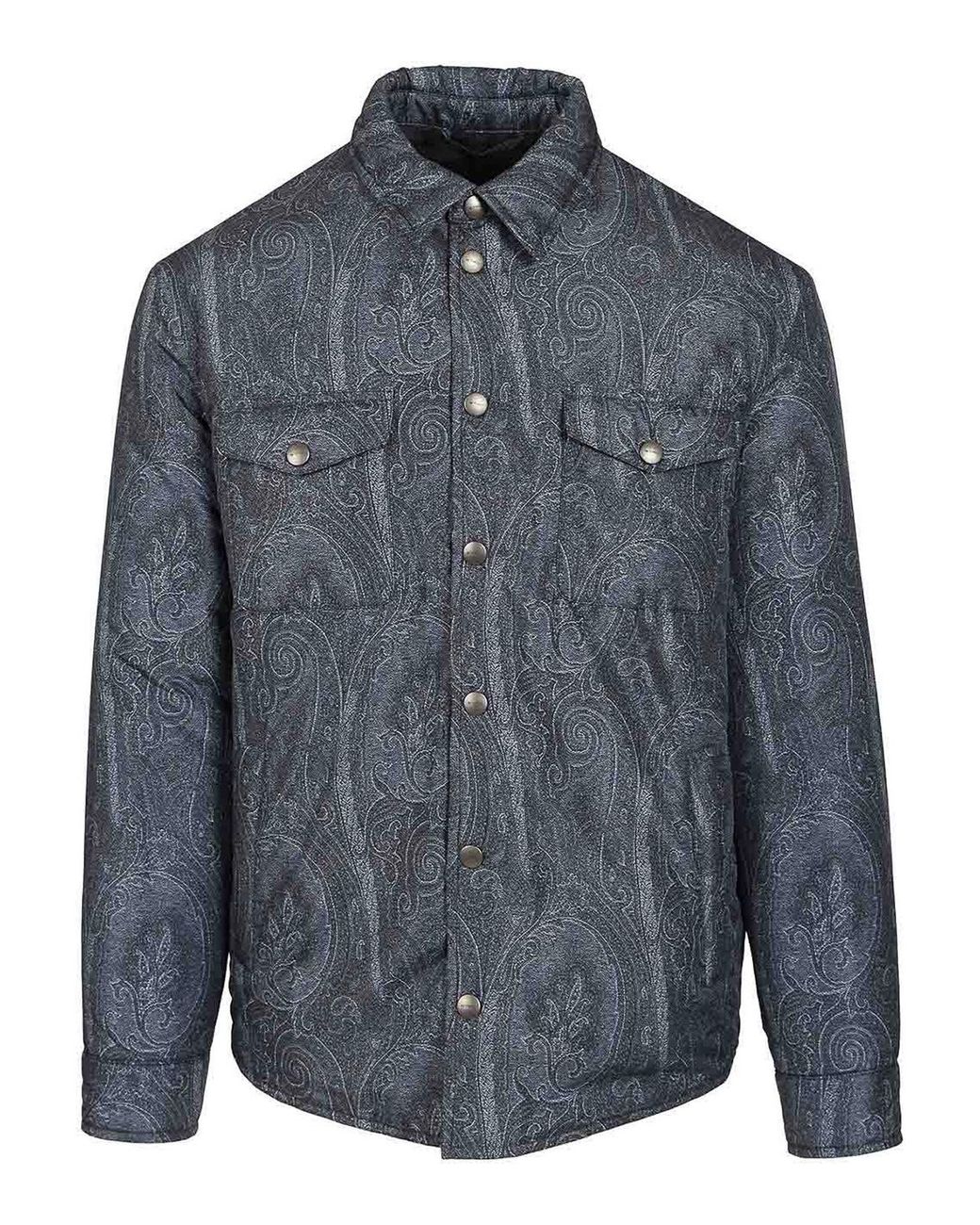 Etro Blue Paisley Decoration Overshirt for men