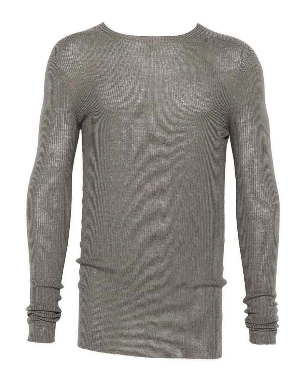 Rick Owens Gray Crew-Neck Sweater for men