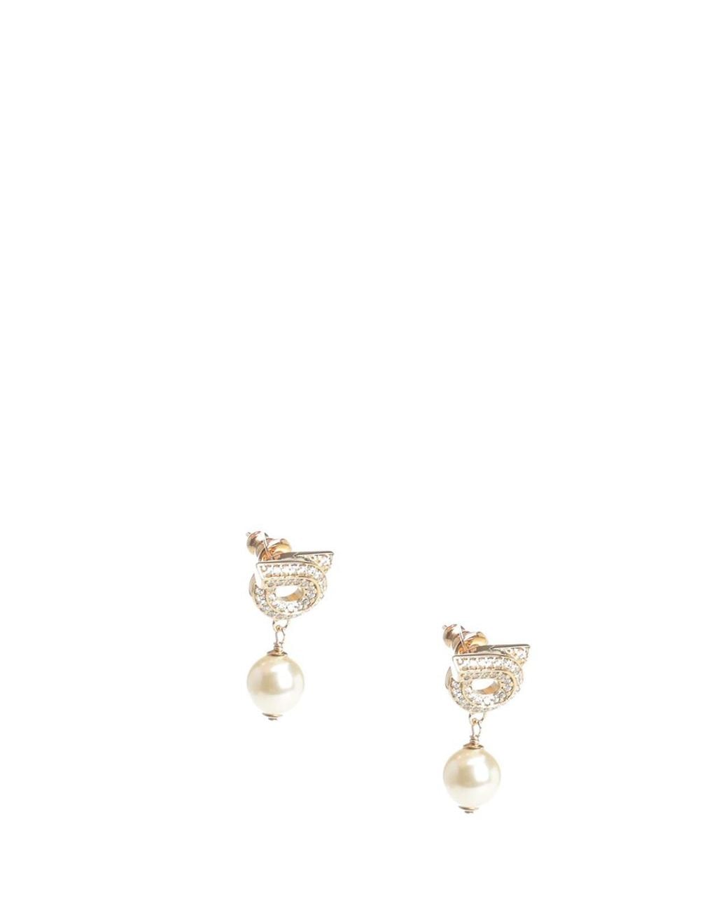 Ferragamo White Gancini Earrings