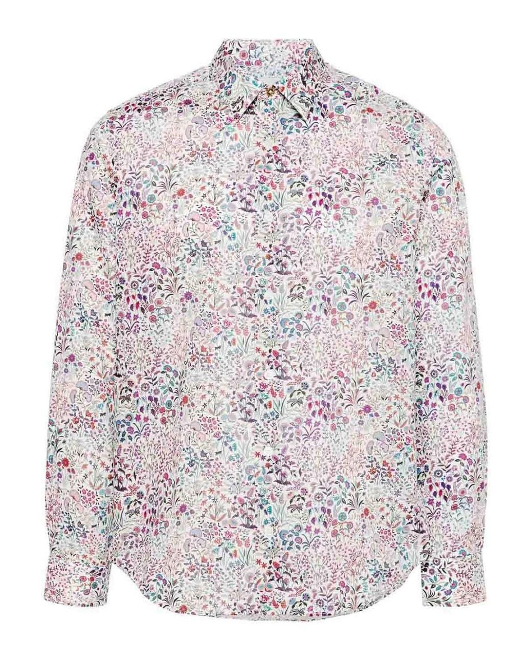 Paul Smith Multicolor Organic Cotton Floral Print Shirt for men