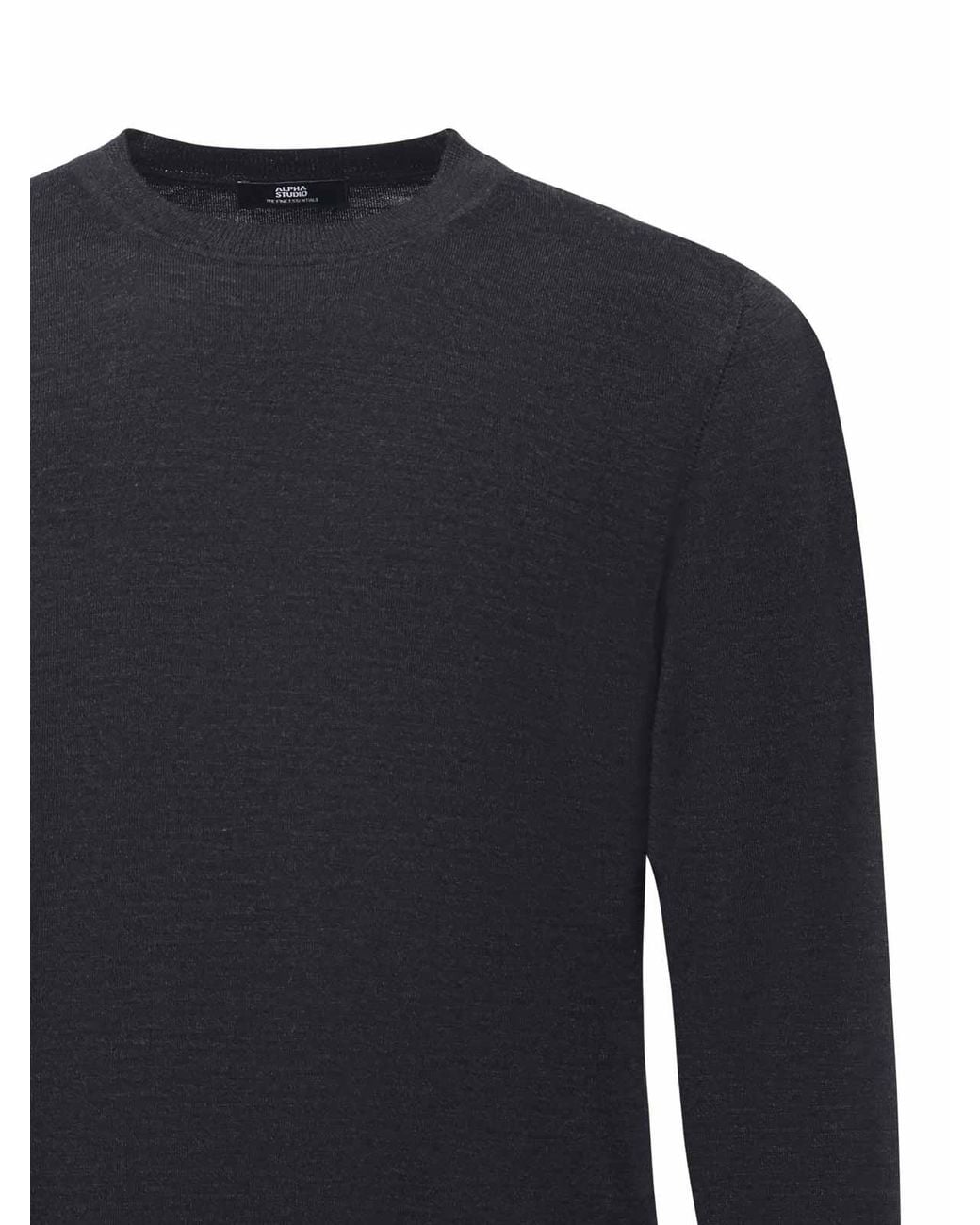 Alpha Studio Black Merino Sweater for men