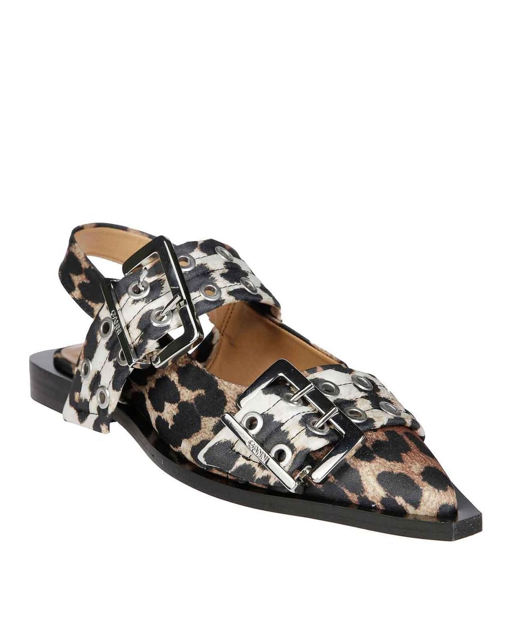 Ganni White Buckle Satin Print