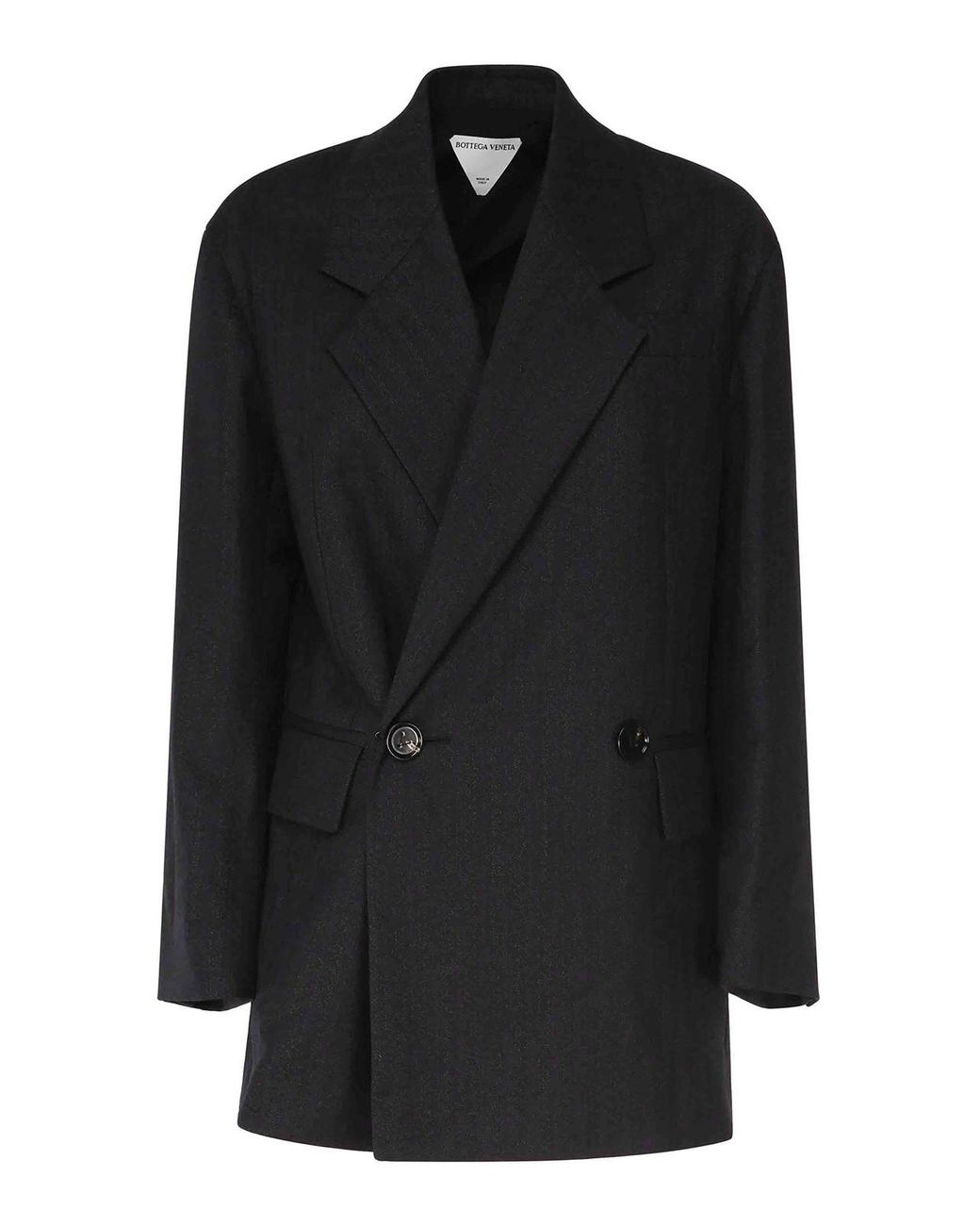 Bottega Veneta Black Striped Wool Belted Jacket