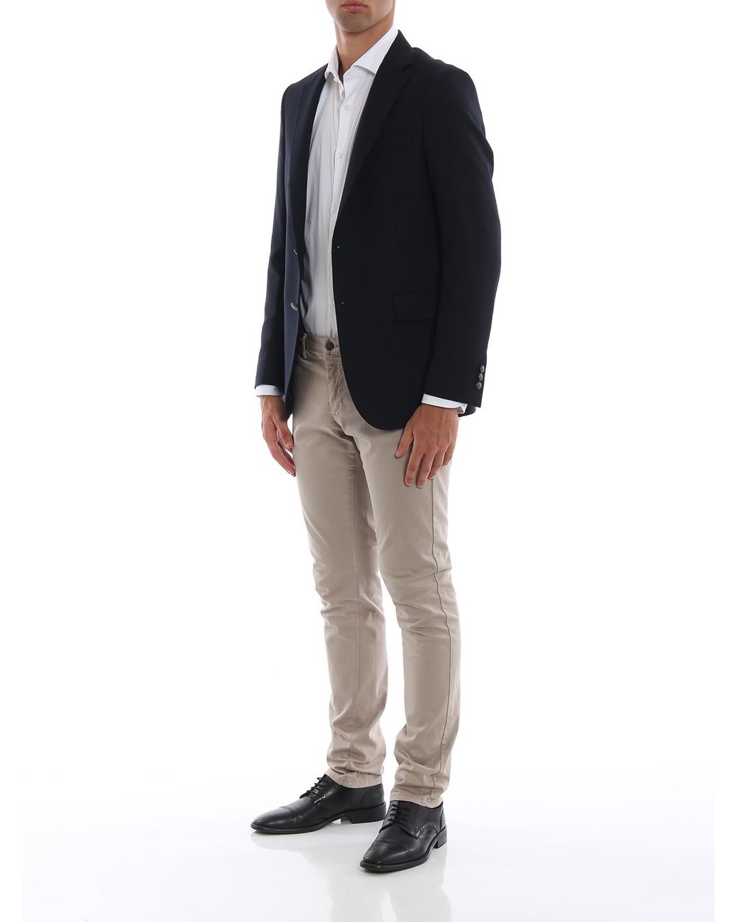 Fay Blue Travel Jacket Pinpoint Cotton Tailored Blazer for men