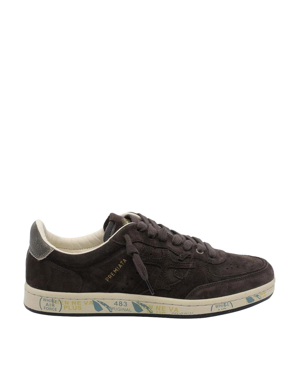Premiata Black Clay Suede Trainers With Perforated Toe for men