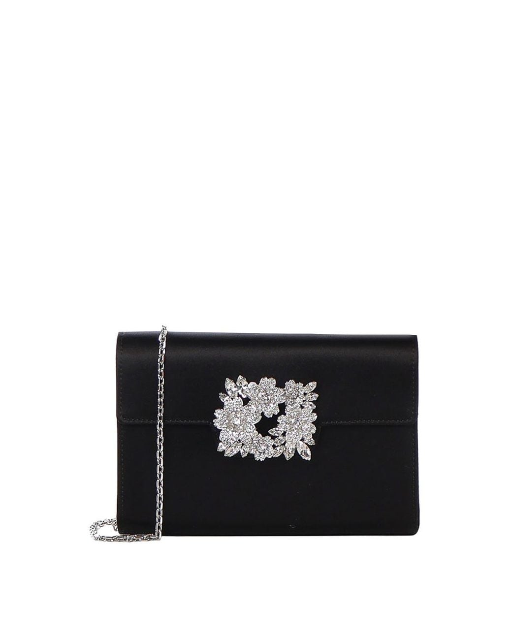 Roger Vivier Black Efflorescence Mini Satin Clutch