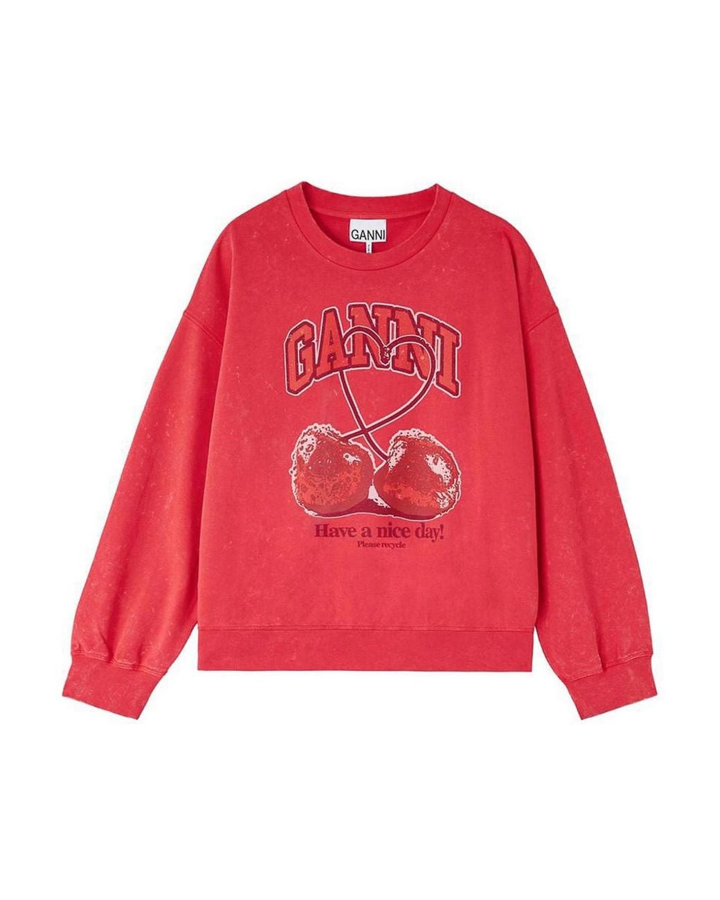 Ganni Red Cherry Organic Cotton Sweater