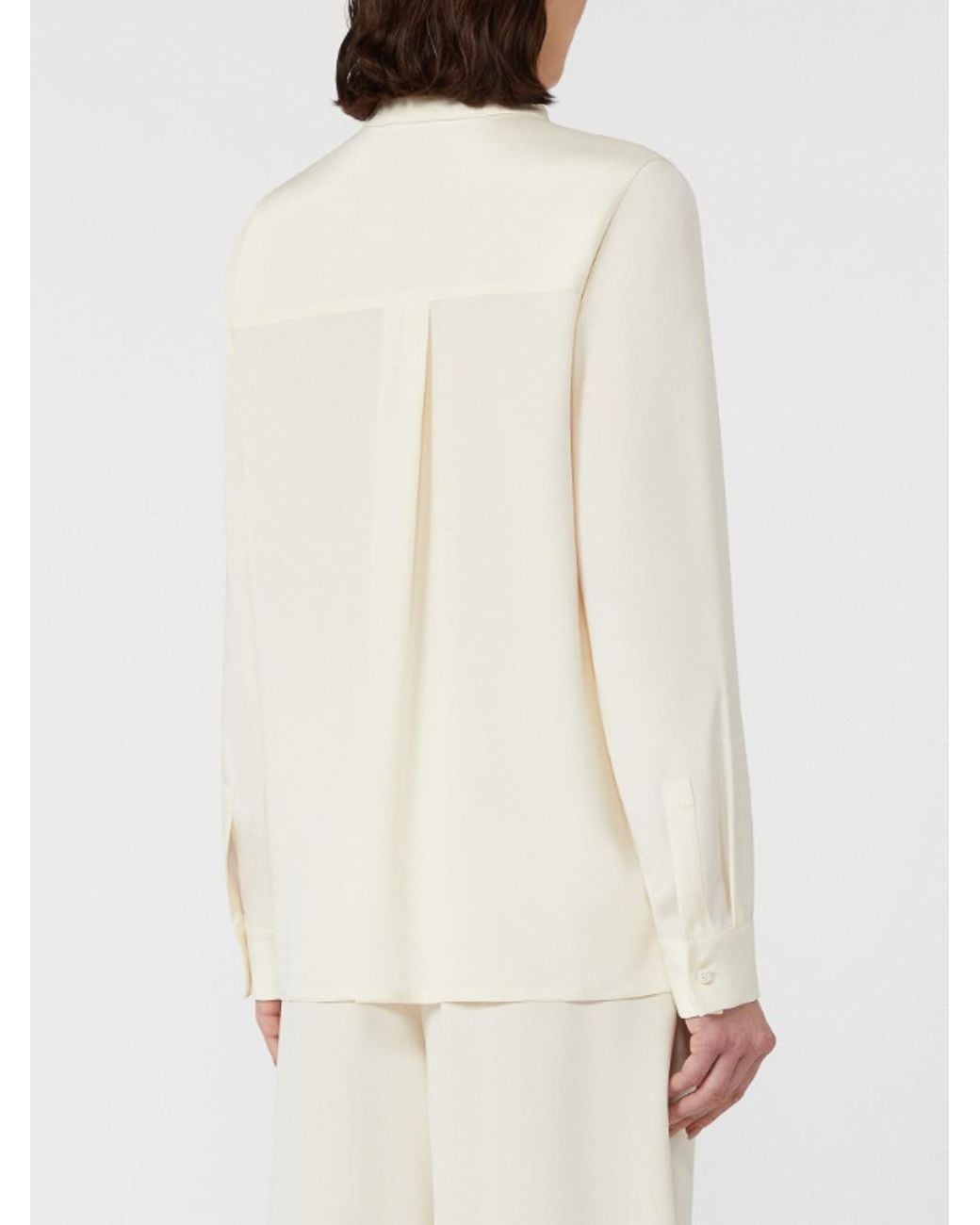 Max Mara White Stretch Silk Cady Shirt